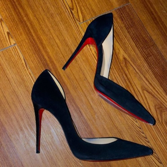 Christian Louboutin Shoes - Black Christian Louboutin Iriza Half d'Orsay Suede Pumps